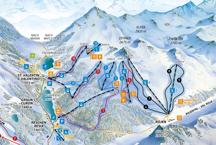 Pistekaart van Schöneben-Haideralm 2 Länder Skiarena.